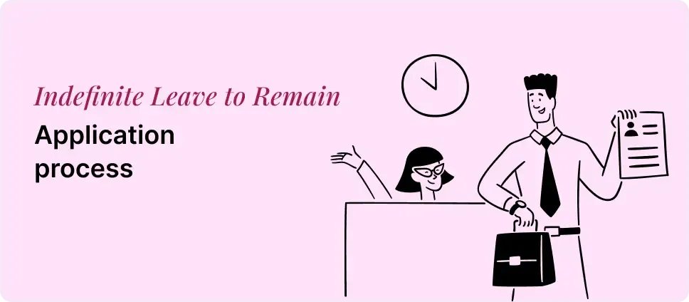 Indefinite Leave to Remain application steps shown with two people and a document