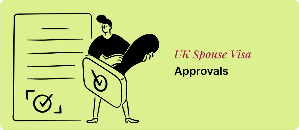 Picture of a person holding an approval shield for UK Spouse Visa