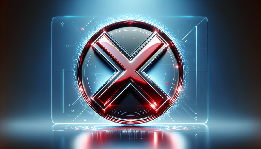 A glowing red "X" symbol on a futuristic, digital background, representing cancellation.