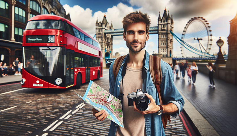 Image of someone visiting London in the UK whilst on a travel or visitor visa