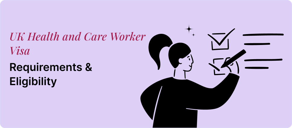 UK Health and Care Worker Visa documentation process illustrated with a person and documents