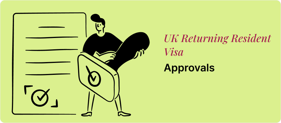 UK Returning Resident Visa approval process depicted with a person and a checkmark shield