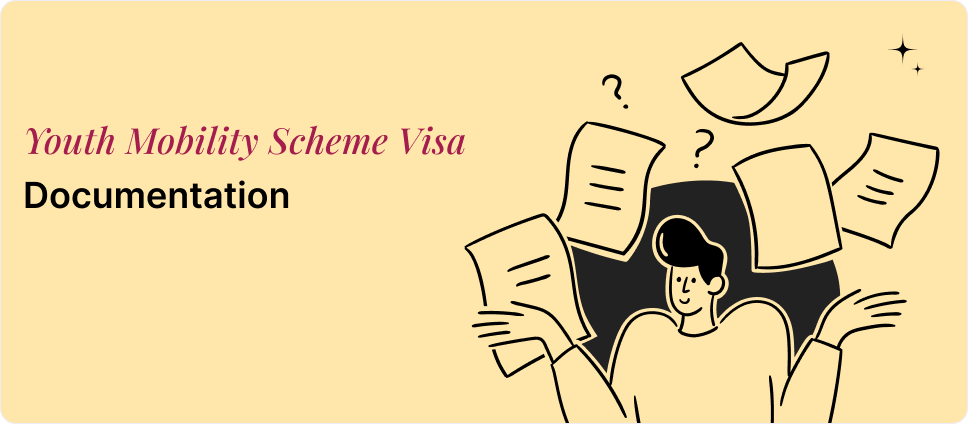 Youth Mobility Scheme Visa documentation process illustrated with a person and documents