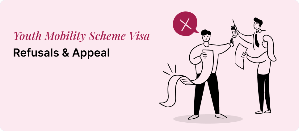 UK Spouse Visa appeal process illustrated with a red cross and two people